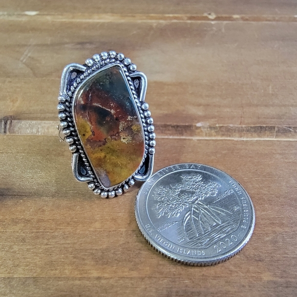 Pietersite Gemstone Ring Size 8 Women Silver Jewelry 925 Western Bohemian Boho - Picture 2 of 3